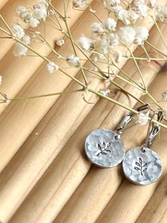 Leaf Hand-Stamped Earrings