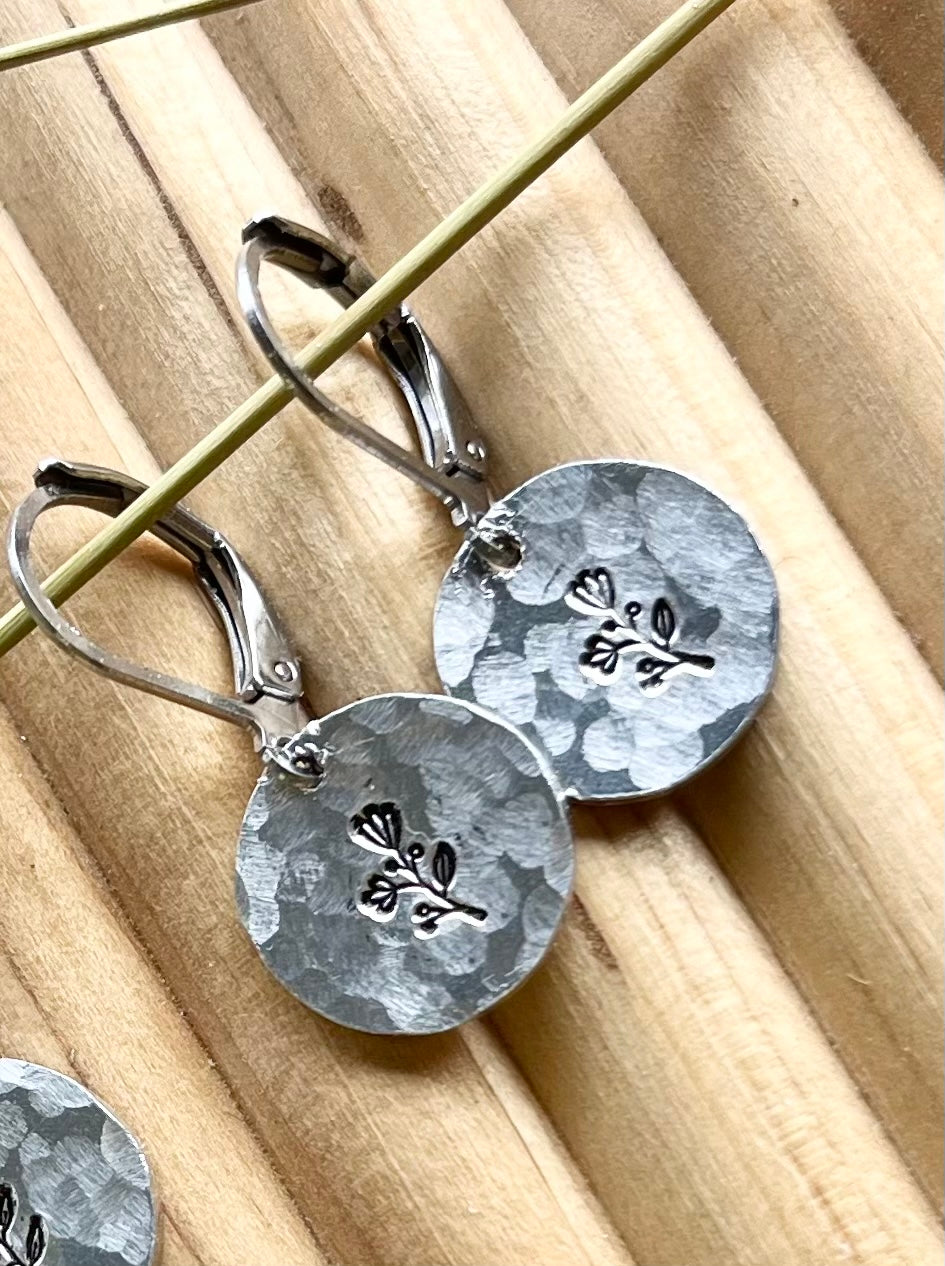 Flower Hand-Stamped Earrings