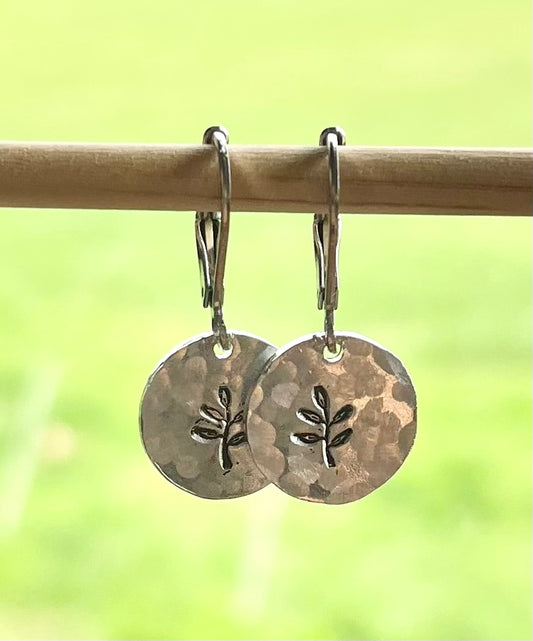 Leaf Hand-Stamped Earrings