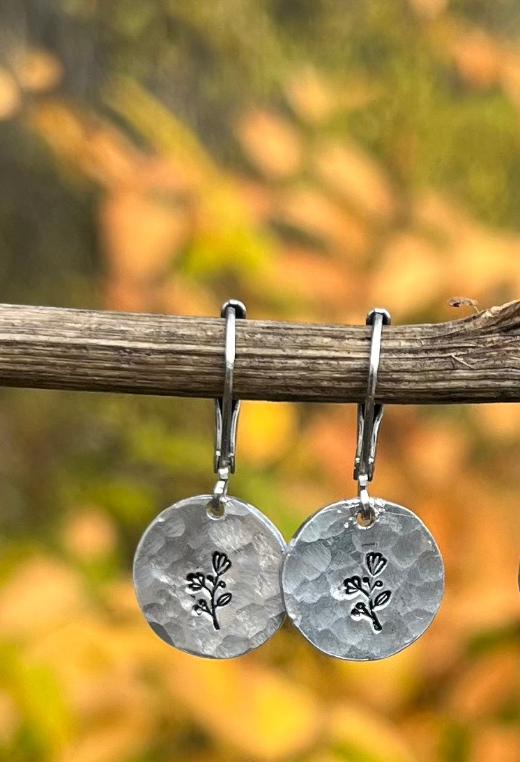 Flower Hand-Stamped Earrings