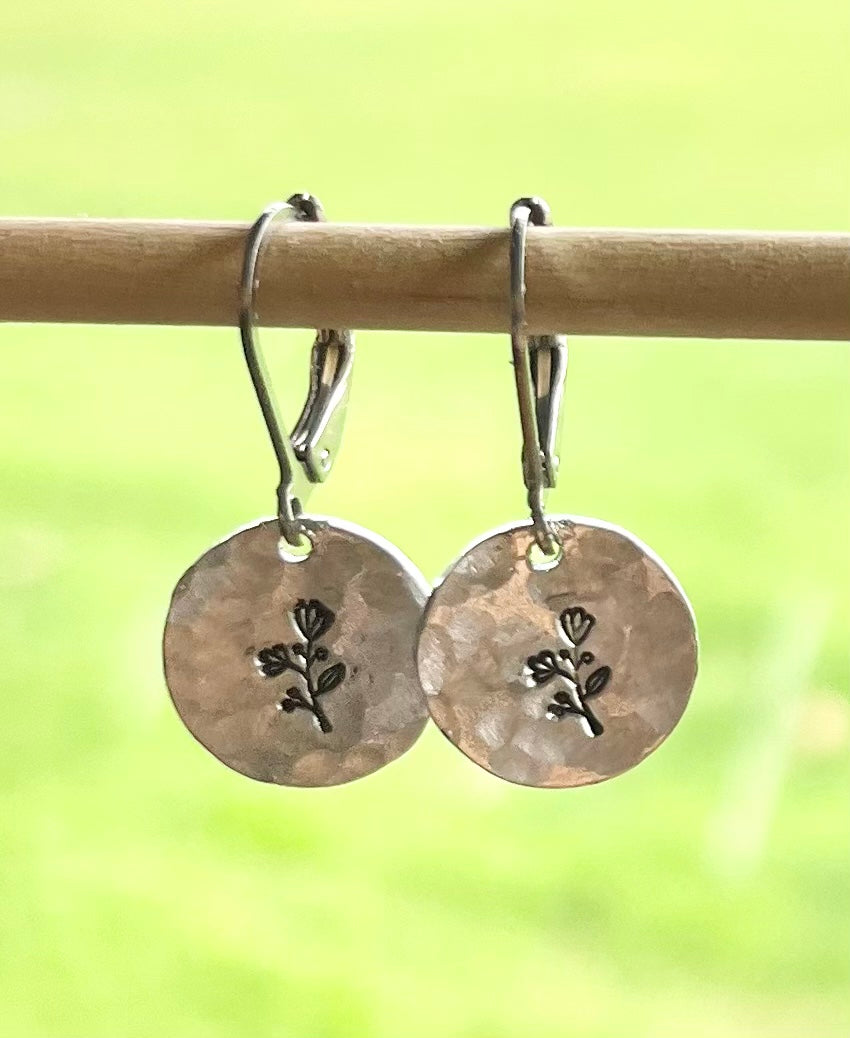 Flower Hand-Stamped Earrings